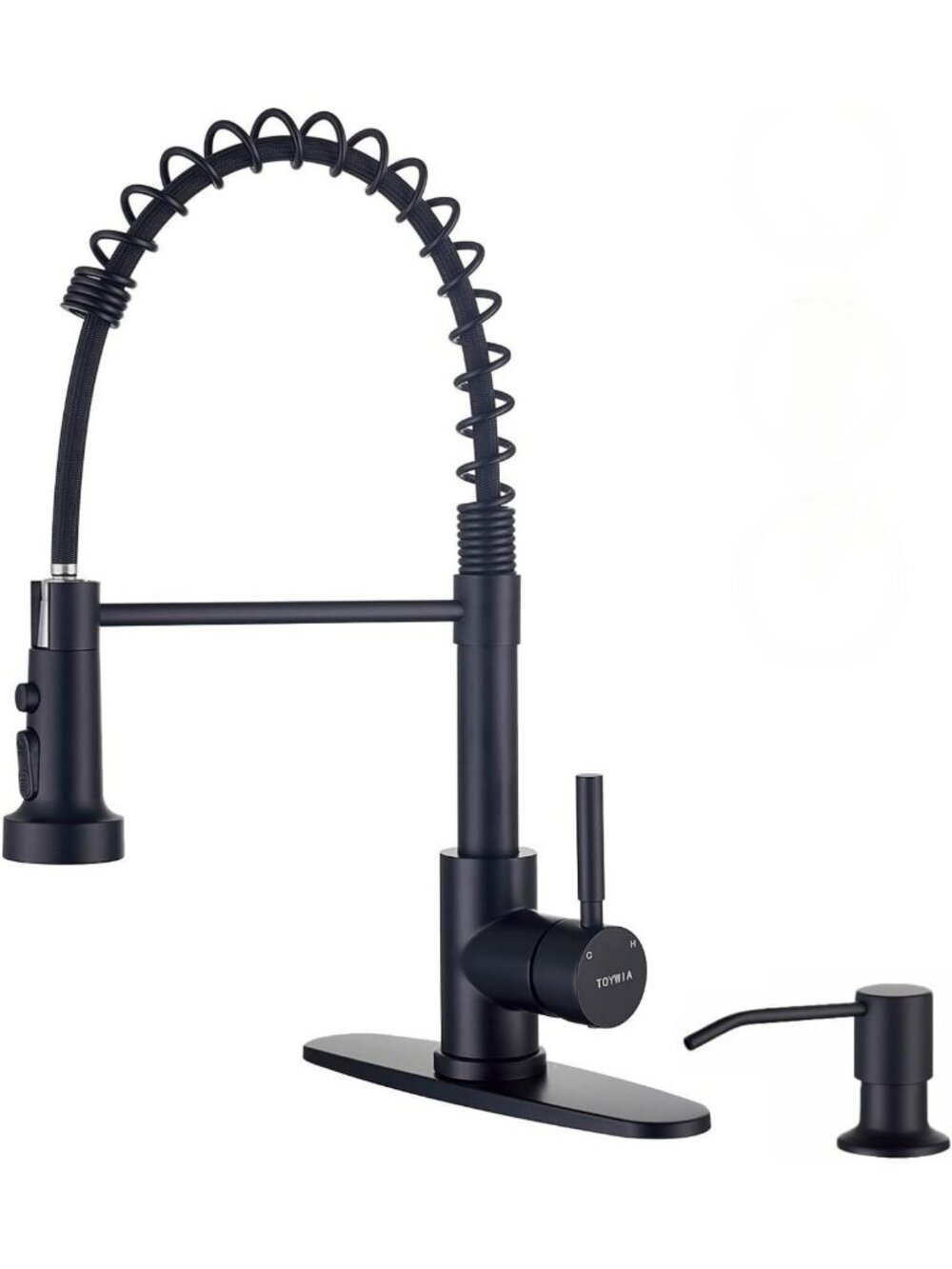 Matte Black Pull Down Kitchen Faucet with Soap Dispenser & 3-Function Sprayer
